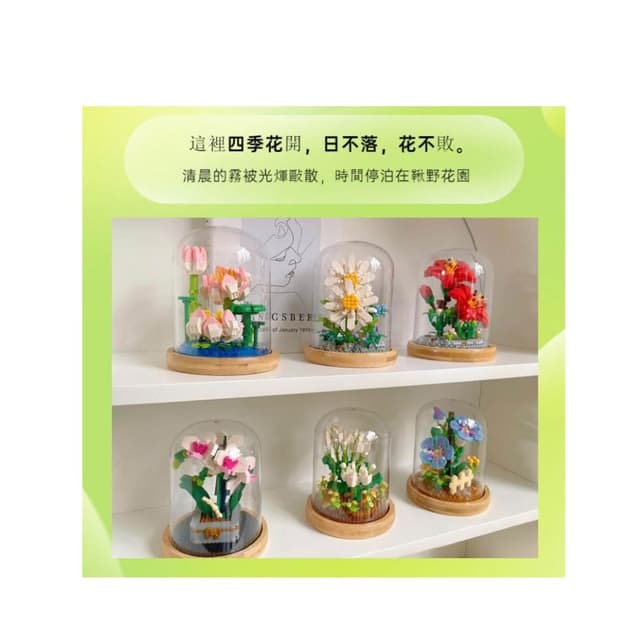 積木 益智玩具 DIY永生花系列 茉莉花永生花套裝 積木永生花/積木花 康乃馨永生花母親節禮物 / 贈燈帶