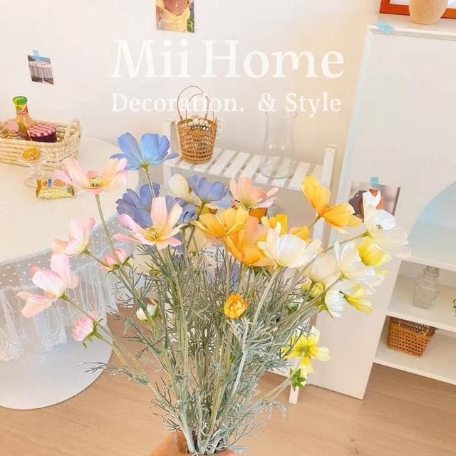 Mii厝邊  韓系波斯菊小菊花仿真花 小菊花假花 拍照道具 佈置 居家擺設仿真花禮物情人節花束拍照佈置假花花瓶