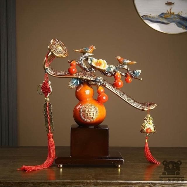 柿柿如意葫蘆擺件 免運 玄關擺飾 風水擺件 玄關擺件 入厝禮物 招財擺件 客廳裝飾品 招財擺飾喬遷新居禮品TIH