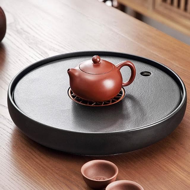 茶具 圓形陶瓷茶盤家用托盤干泡臺小型功夫茶台茶海儲水式茶具