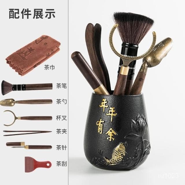 茶具六君子套裝 工廠直銷 茶道六君子6件套泡茶工具六件套茶夾茶巾實木茶具配件6君子套裝 NMFO