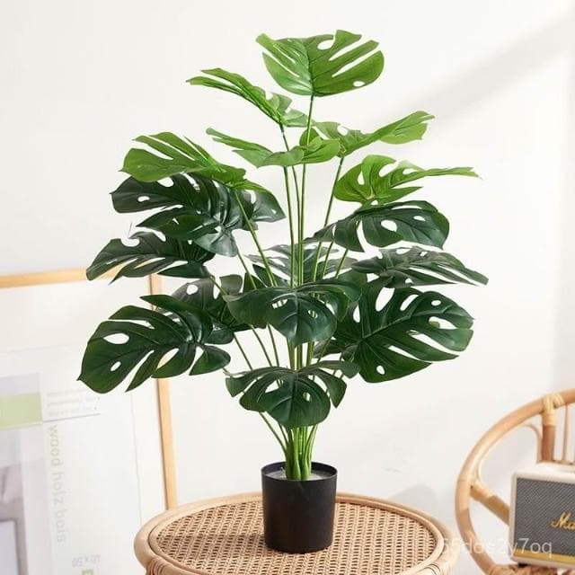 精選 免運🚛北歐ins風仿真植物🌼客廳仿真綠植龜背竹小盆栽 假綠植擺件 裝飾假花仿真花擺設 綠植裝飾擺件 擺飾假花