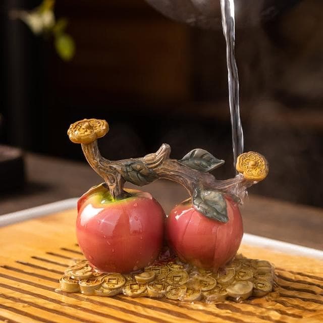 四季風家居 創意變色柿子茶寵可養仿真水果如意白菜財神茶具擺件茶盤裝飾茶玩