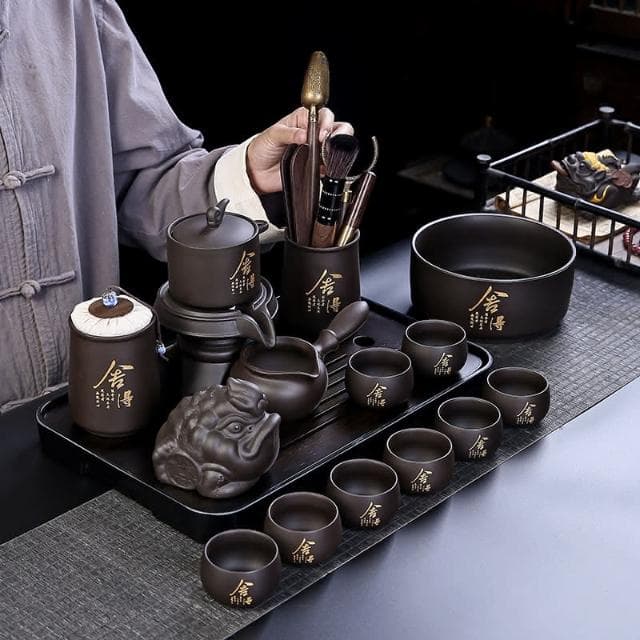 四季風家居 紫砂石磨自動茶具套裝茶壺懶人泡茶神器功夫茶具整套茶盤家用定制