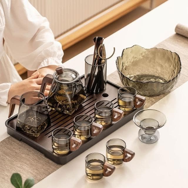 四季風家居 玻璃茶具組家用客廳泡茶壺茶盤辦公室會客喝茶防燙茶杯