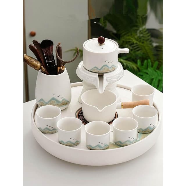 四季風家居 自動茶壺功夫茶具套裝家用輕奢高檔石磨懶人泡茶神器陶瓷喝茶杯