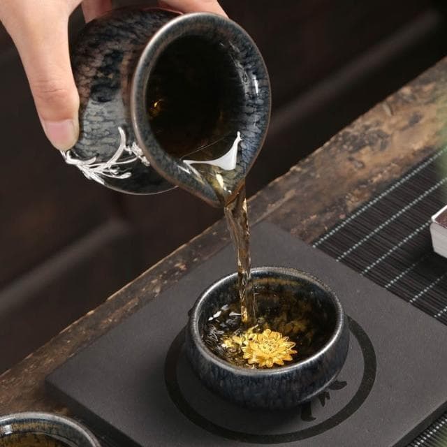 ⭐⭐台灣出貨 建盞茶具套裝家用整套茶杯茶碗茶具百花鑲銀功夫茶具套裝茶具禮盒