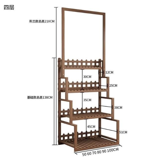 花架 萬向輪可移動植物架 實木多層盆栽架 室內陽台客廳階梯植物架 多肉花架 懸掛式花盆架 吊蘭置物架 吊籃花架
