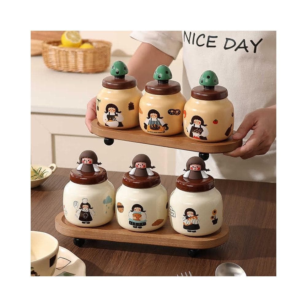 淞本日式調料罐 套裝家用廚房收納盒陶瓷 調味罐 瓶味精鹽罐喬遷新居禮物