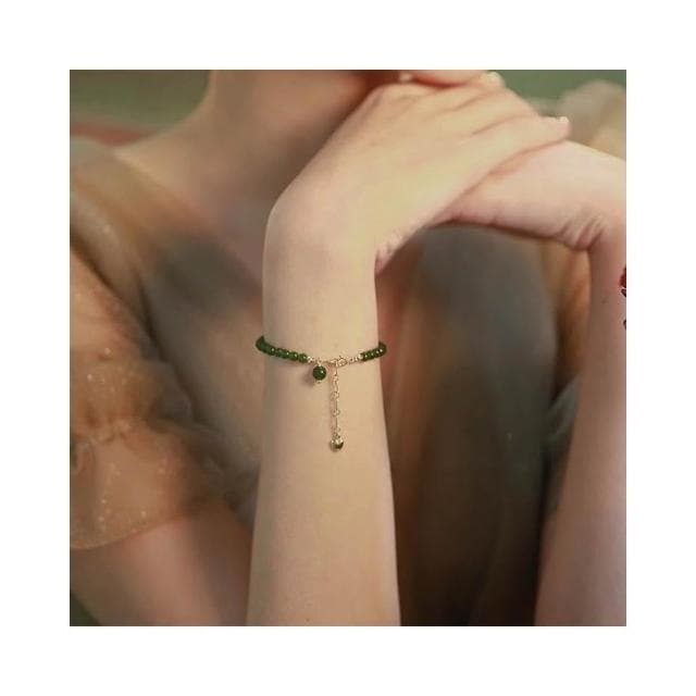 【開運堂】「綠籬」天然綠玉髓手鍊女款顯白復古綠葡萄手串 開運堂