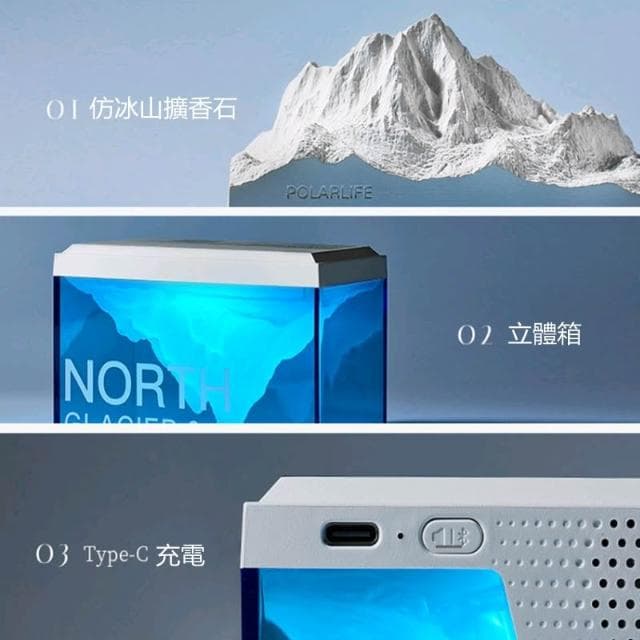 (極地冰川薰香夜燈)冰川擴香燈 擴香迷你燈 創意夜燈 小夜燈 七夕情人節 女生禮物 男生禮物 小眾禮物