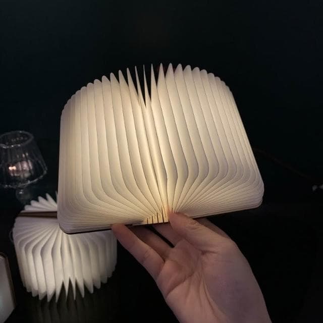 創意摺疊書本燈 木質發光書本燈 摺疊LED書燈 LED燈 觸摸發光 充電小夜燈 造型燈 七彩氛圍燈 夜燈發光書 生日禮物