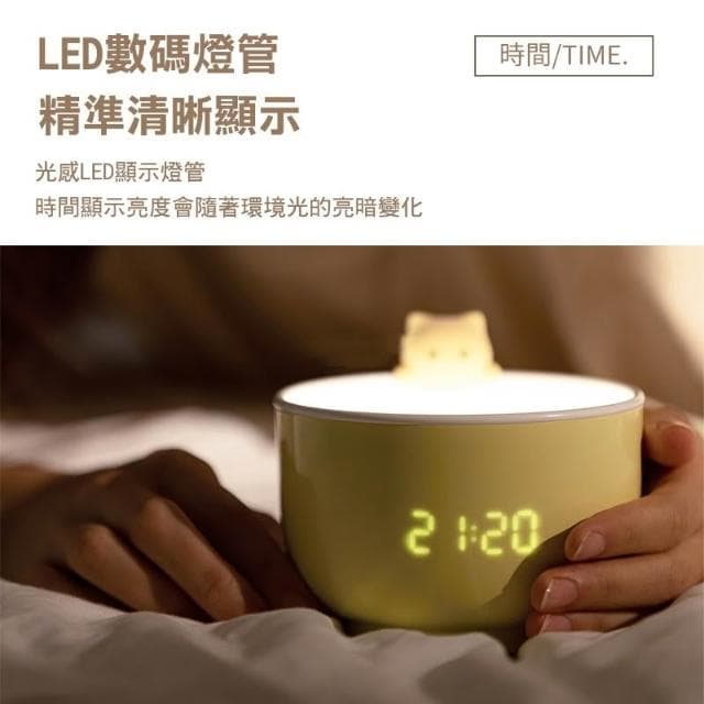 貓咪小夜燈 貓咪鬧鐘 生日送禮 聖誕節 禮物 居家 多功能 小夜燈 貓咪 可愛 鬧鐘 二合一 交換禮物