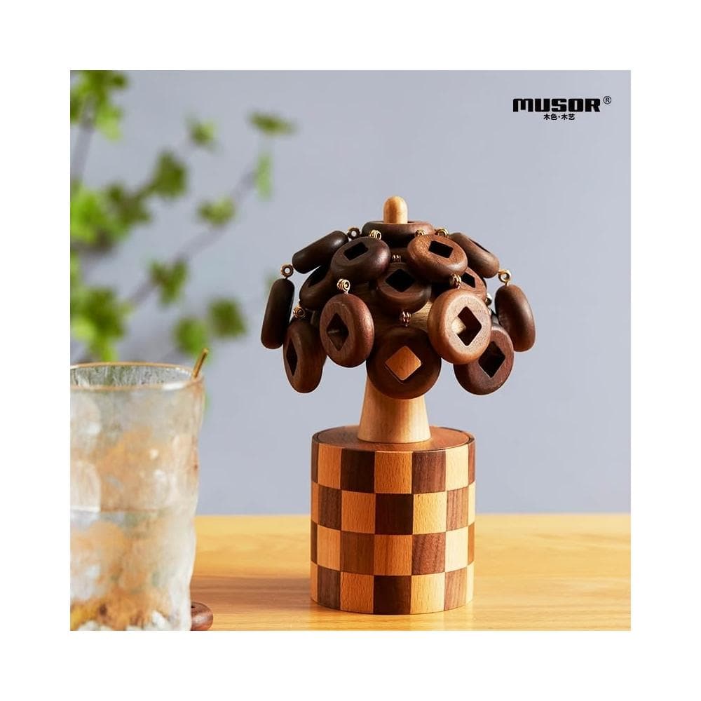 設計師款 櫸木實木發財樹隔熱墊 木質杯墊 原木餐桌隔熱墊木頭 創意禮物節日喬遷禮物 送朋友高檔禮品 桌面餐具防燙耐熱