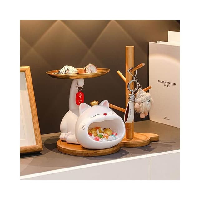 熱賣·招財貓鑰匙收納擺件 進門入戶玄關擺件 臥室家居桌面裝飾品 喬遷開店開業送禮 新居禮品 新屋送禮 入厝禮物 居家裝飾