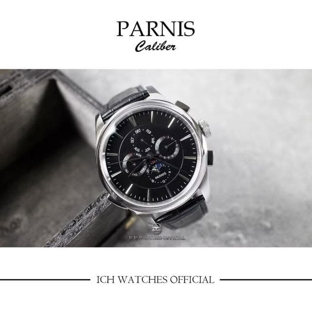 ICHco 實體門市 瑞士PARNIS CALIBER系列多功能月像機械錶-飛行錶大飛小王子運動錶潛水錶男錶女錶生日禮物情侶錶