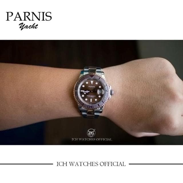 ICHco 實體門市 瑞士PARNIS YACHT陶瓷錶圈遊艇機械錶-116655116622手錶男錶女錶水鬼潛水錶運動錶生日禮物