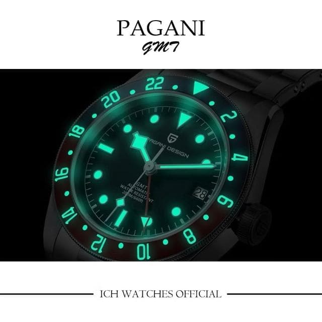【Pagani 帕加尼】ICHco 實體門市 美國 PAGANI DESIGN GMT系列男錶機械錶-手錶潛水錶第二時區運動錶生日禮物情人節禮物父親節禮物