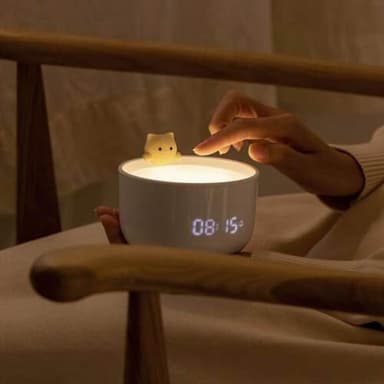 貓咪小夜燈 貓咪鬧鐘 生日送禮 聖誕節 禮物 居家 多功能 小夜燈 貓咪 可愛 鬧鐘 二合一 交換禮物