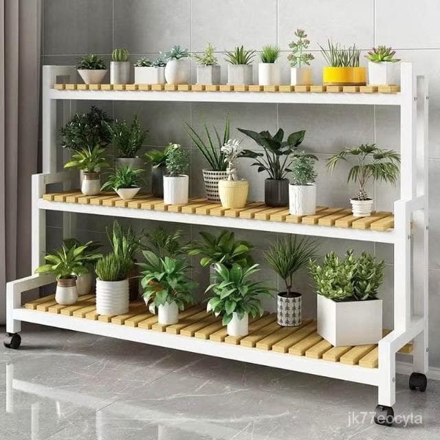 『熱賣』可移動花架 陽台花架 花盆架 楠竹多層花架 盆栽架 多肉植物架 展示架 層架置物架