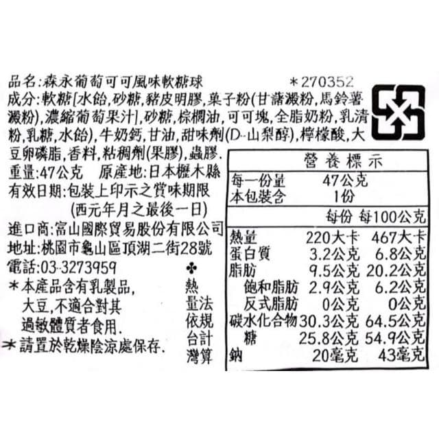 【森永製】+爆買日本+ MORINAGA 森永 大嘴鳥 葡萄/檸檬風味 軟糖可可球 47g QQ球 軟糖夾心 巧克力 日本原裝進口