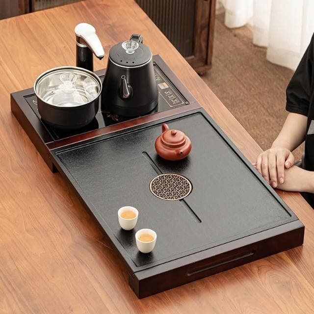 全自動茶盤高檔家用仿烏金石茶臺一體茶具套裝燒水實木盤功夫茶榕