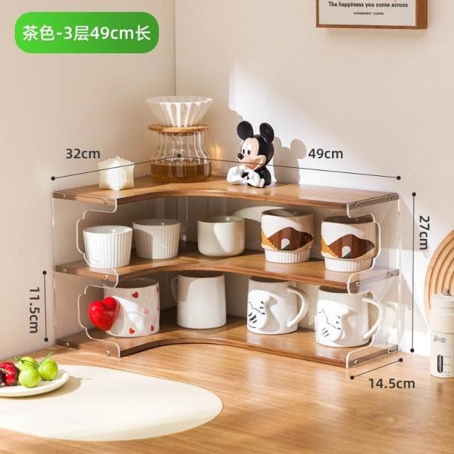 杯子收納置物架桌面轉角水杯架茶具茶杯整理架咖啡角餐邊櫃杯架子