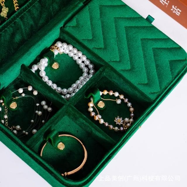上品美創項鏈收納盒家用大容量復古飾品收納盒歐式耳飾絨布首飾盒