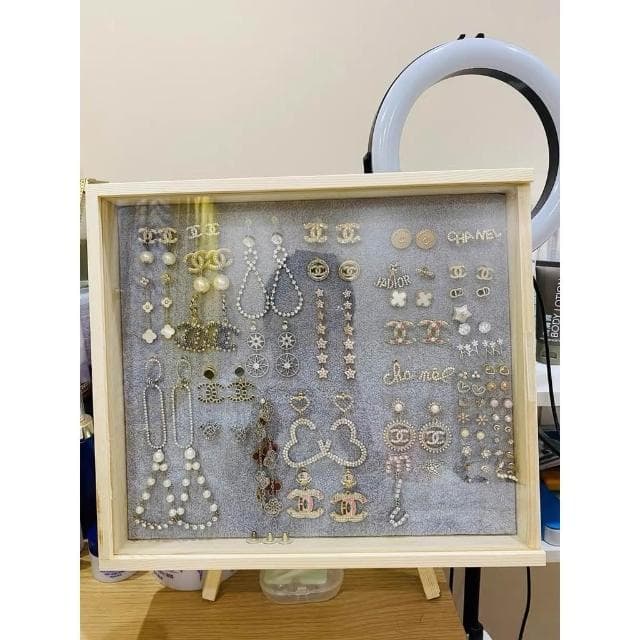 耳飾品架子 抗氧化實木首飾盒收納掛架 耳環項鏈網紅飾品 展示架高級
