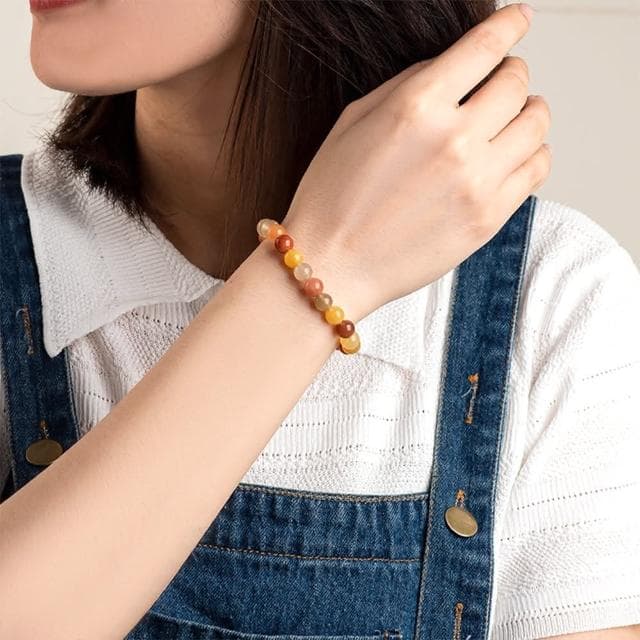 【EMMA SUE】黃玉手鍊 玉石手鍊 金絲玉手串 手鍊串珠 百搭飾品 新中式 小眾設計 招財納福 保平安 禮物 古風