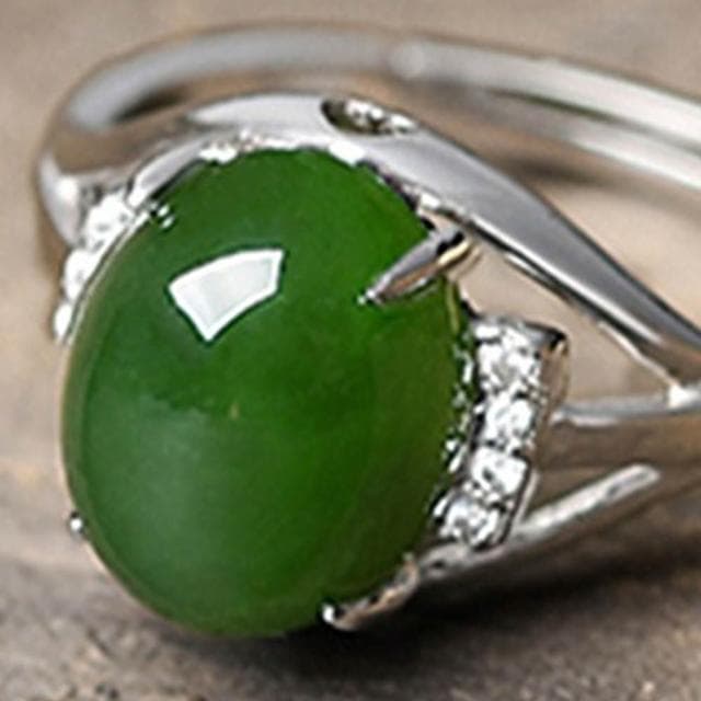 【EMMA SUE】碧玉戒指 新中式 古風 純銀戒指 鋯石戒指 和田玉 開口可調節 高級感 飾品 戒指 女生戒指 女戒 送長輩 禮物