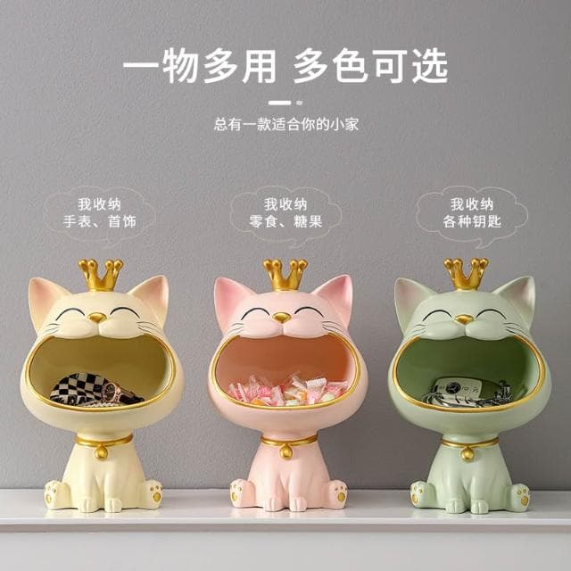 桃甜也居家生活 招財貓鑰匙收納玄關擺飾入戶門口鞋櫃新房家居裝飾品喬遷新居禮品