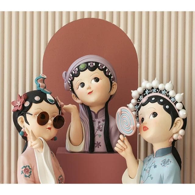 桃甜也居家生活 國潮藝術京劇女孩擺飾家居裝飾品客廳電視櫃酒櫃玄關喬遷新居禮品