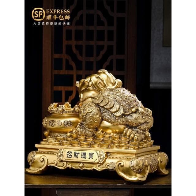 招財進寶金蟾聚寶盆擺件辦公室前臺裝飾品店鋪收銀臺喬遷開業禮物