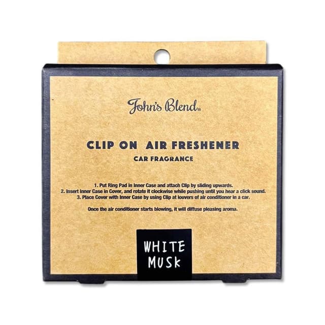 【John’s Blend】日本汽車冷氣方形香氛夾-(33-1)白麝香1入/盒(Johns Blend出風口空氣芳香劑質感車用擴香器車內空氣清新除異味固體香氛去味留香長效約30天車用香水)