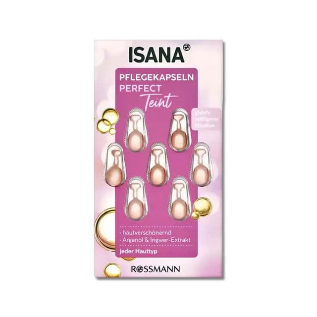 【ISANA 伊薩娜】德國臉頸肌膚精華油7顆/片-淨白膚色(粉標)(緊緻水潤時空膠囊,旅行縮時保養品,睡前護膚妝前補水潤澤安瓶)