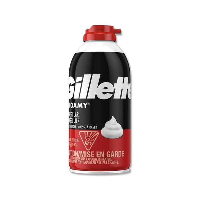 【Gillette 吉列】美國FOAMY男士極淨刮鬍泡311g/瓶-原味香(紅)(軟化鬍根刮鬍修容泡沫,舒緩保養臉部剃鬚膏,男性綿密潔顏慕斯)