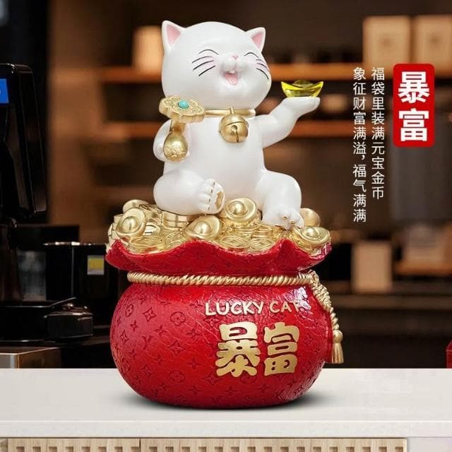 樹脂材質 暴富招財貓存錢罐擺件開業喬遷禮物店鋪收銀台辦公室前臺裝飾品