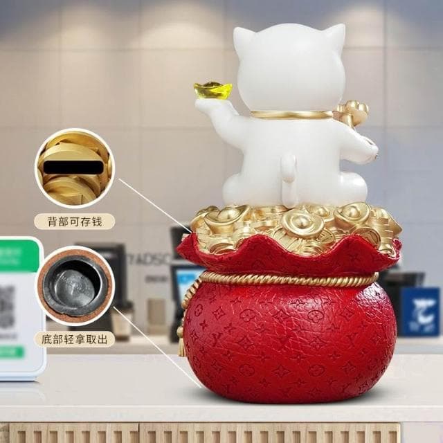 樹脂材質 暴富招財貓存錢罐擺件開業喬遷禮物店鋪收銀台辦公室前臺裝飾品