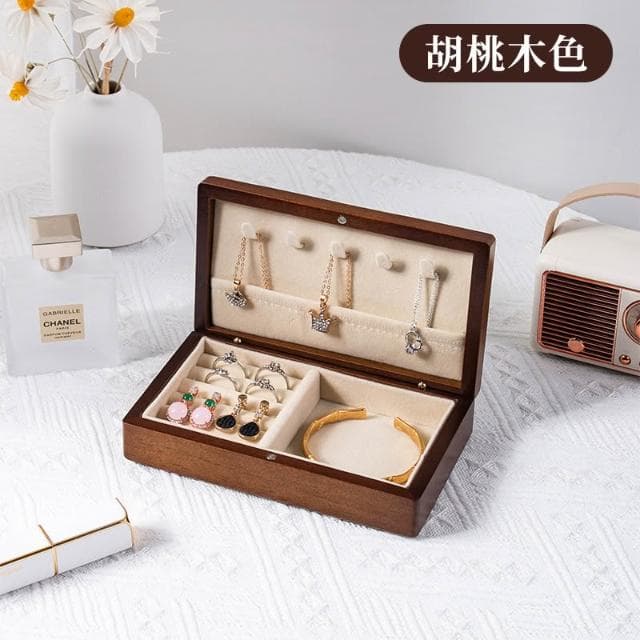 木質首飾盒精緻高檔飾品盒大容量黃金耳飾項鏈飾品頭飾收納盒結婚