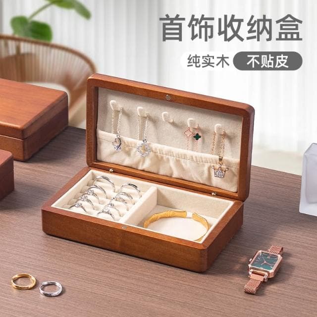木質首飾盒精緻高檔飾品盒大容量黃金耳飾項鏈飾品頭飾收納盒結婚