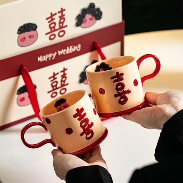 訂婚禮物送新人結婚伴手禮馬克杯禮盒裝送閨蜜朋友實用高級感禮品