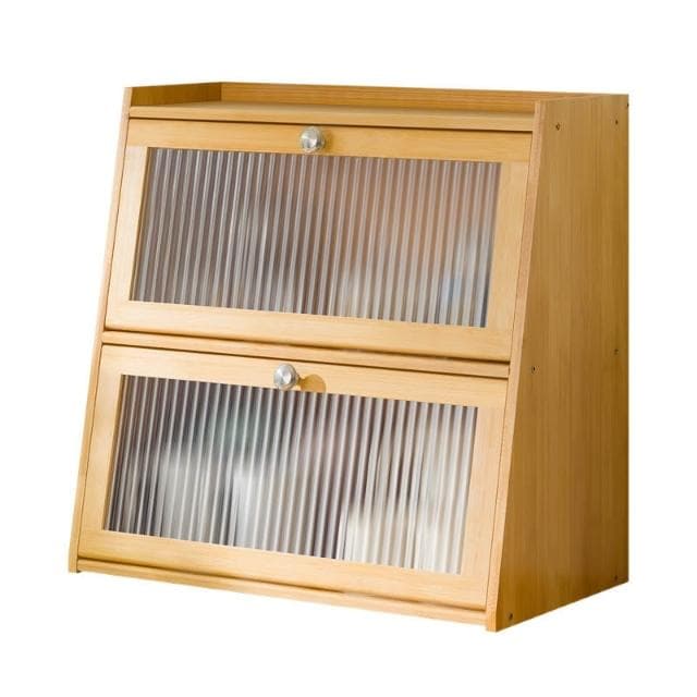 桌面收納盒杯子收納櫃茶具展示櫃子廚房水杯置物架楠竹餐具儲物櫃