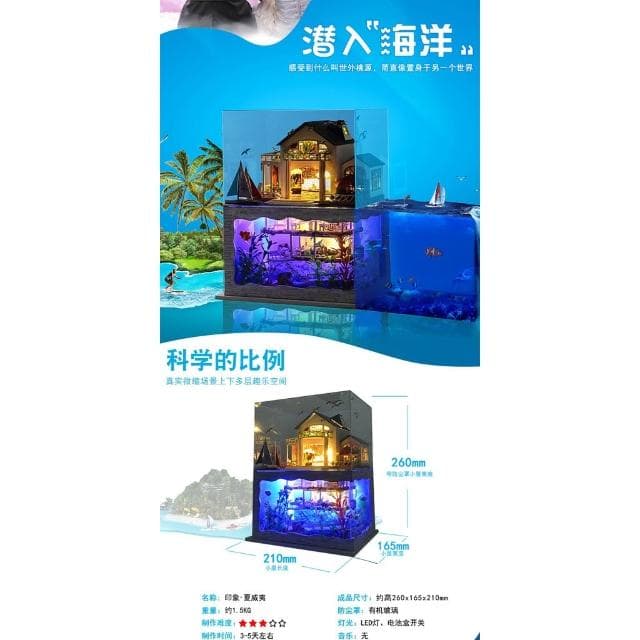 大旺小舖:DIY小屋袖珍屋娃娃屋材料包印象夏威夷 2018年新款 生日結婚母親節情人節聖誕交換禮物 實體店面