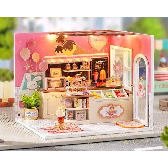 大旺小舖:台北現貨DIY小屋幸運雪糕店 我的小場景系列 袖珍屋娃娃屋材料包 生日結婚母親節情人節聖誕交換禮物 實體店面