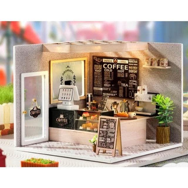 大旺小舖:台北現貨DIY小屋悠然咖啡店 我的小場景系列 袖珍屋娃娃屋材料包 生日結婚母親節情人節聖誕交換禮物 實體店面
