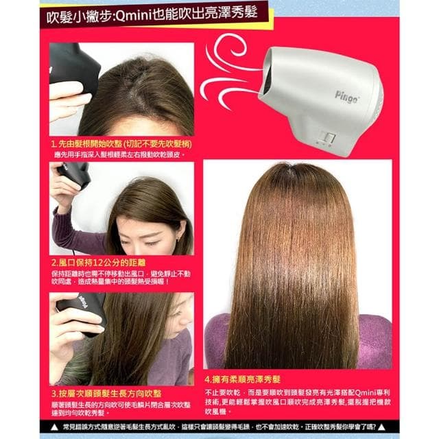 【Pingo 品工】Travel Qmini 極輕 隨身掌型吹風機 雙電壓 大風量 吹風機