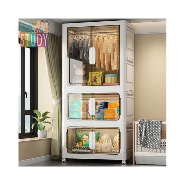 超大80cm免安裝折疊寶寶衣服收納櫃 嬰兒童衣櫥 塑膠家用零食儲物櫃 收納箱 可折疊收納櫃 出租屋收納箱衣服收納