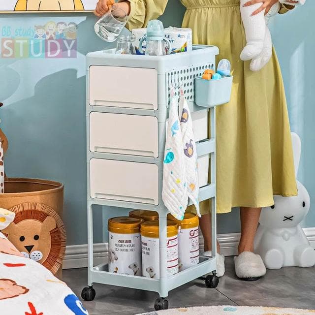 高CP寶寶用品置物架 小推車新生兒寶寶抽屜式 移動床頭臥室奶粉罐收納架 周歲禮彌月禮滿月禮 宿舍必備置物推車 附輪推車