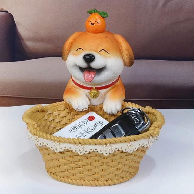 創意發財狗擺件玄關鑰匙收納儲物桌面糖果電視家居裝飾品喬遷禮品